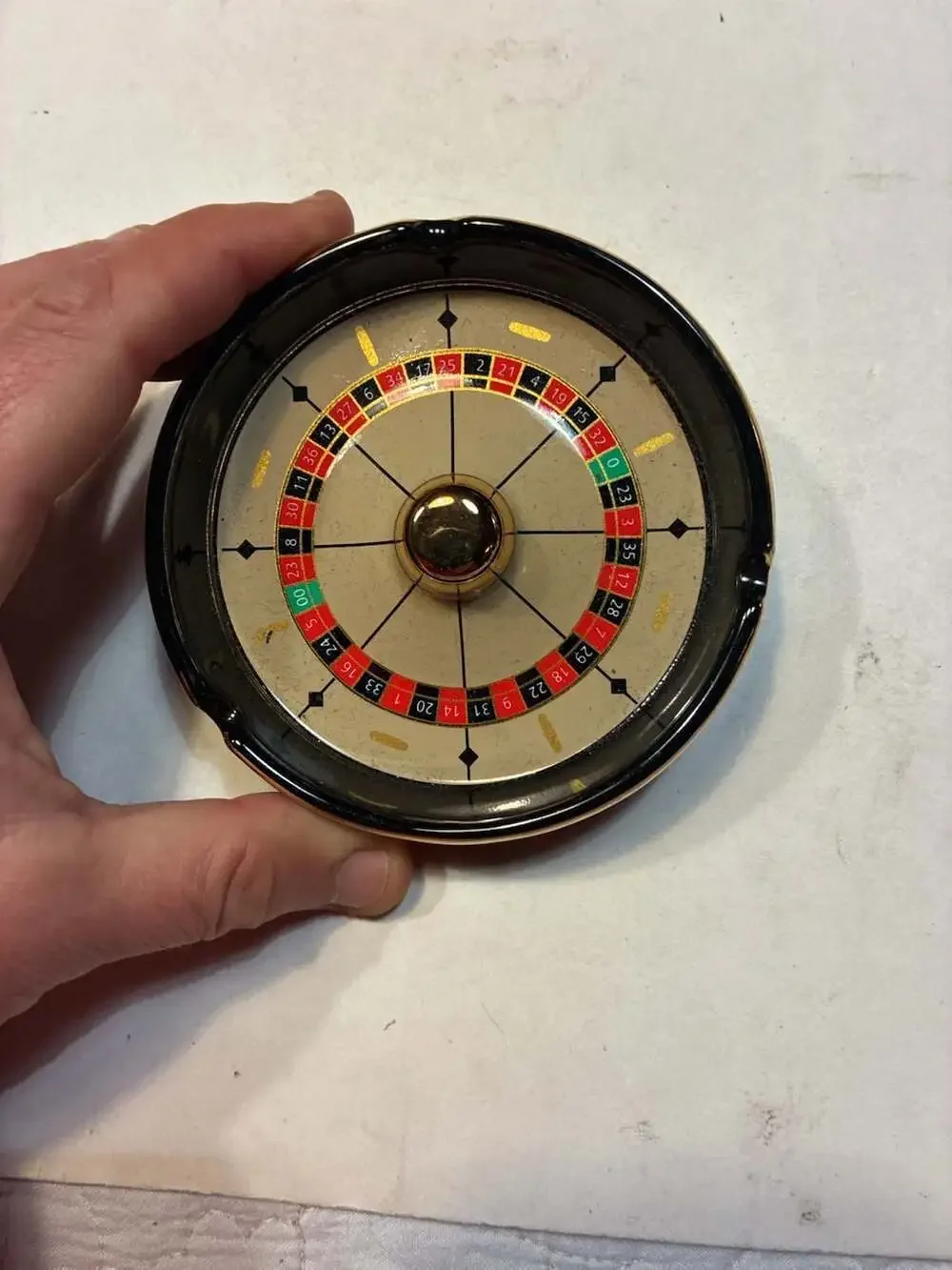 Vintage Las Vegas Themed Ceramic Roulette Wheel Ashtray